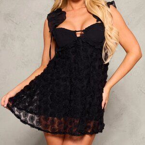 NEW: PLT Black Rose Organza Frill Strap Skort Romper